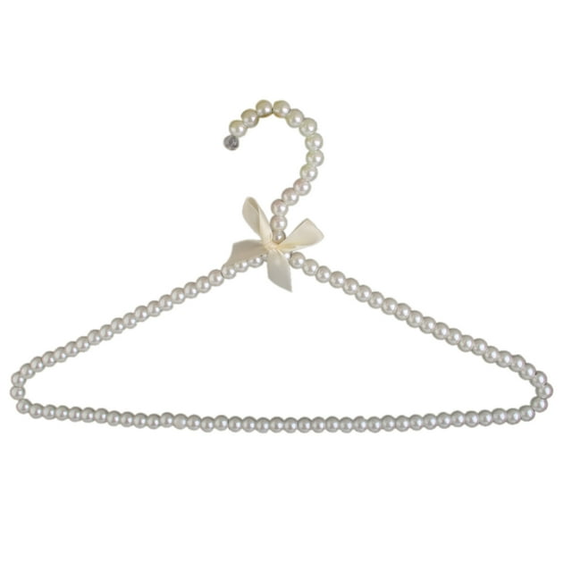 Gancho Para Perchas De Ropa Sunnimix Con Lazo De Perlas De Plástico Blanco 39cm