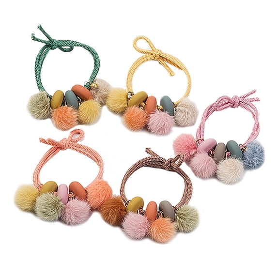 5Pcs Hair Tie Elastic Band Scrunchies Crystal Pompom Pearl Ponytail Holder