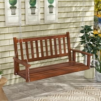 Costway Poplar Wood Hanging Porch Swing, Brown