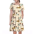thumbnail image 1 of Fotbe Dachshund Dog Vestido Largo de Moda para Mujer, Vestido Tipo Camiseta con Manga Corta y Estilo Casual a Rayas y Bloques de Color, 1 of 6