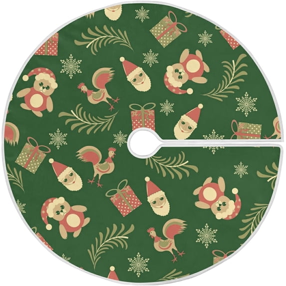 FMSHPON Snowflake Santa Xmas Tree Xmas Christmas Tree Skirt Stand Mat for Holiday Party Decoration Indoor Outdoor 48 inches