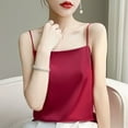 thumbnail image 2 of SWSMCLT Women's Cami Tank Top Casual Vest Satin Silky Fall Spaghetti Top Comfy Loose Elegant Cool Elasthane Burgundy Large, 2 of 2