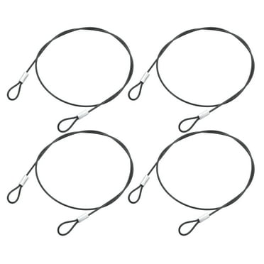 Uxcell 4Pack Lanyard Cable, 50cmx1.5mm Stainless Steel Vinyl Coated Wire Cable with Loops Security Steel Cable, Black