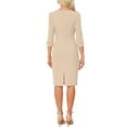thumbnail image 3 of INSPIRE CHIC Vestido Vintage para Mujeres de Manga 3/4 para Trabajar, Vestidos Sheath Talla S Color Albaricoque, 3 of 6