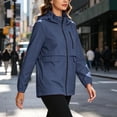 thumbnail image 5 of Tsivenald Women's Solid Color Hooded Long Sleeved Windproof Outdoor Sports Hiking Zipper Jacket With Pockets, Navy S-3XL, 5 of 7