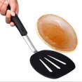thumbnail image 2 of Espátula con mango de silicona para cocinar Espátula para escurrir filetes Utilizada para panqueques, huevos fritos y otras cosas de cocina negro, negro, 2 of 5