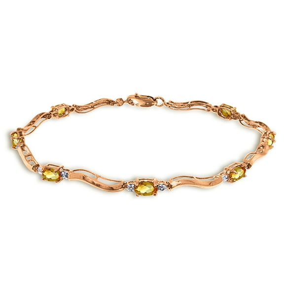 Galaxy Gold 2.01 Carat 14k Solid Rose Gold Tennis Bracelet Diamond Citrine