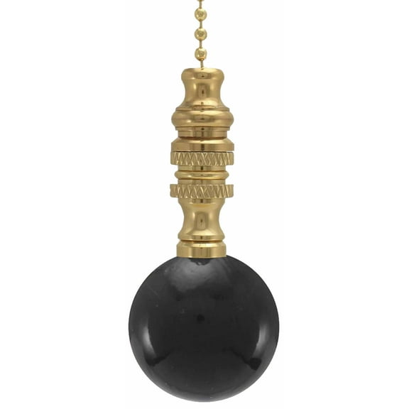Black Ceramic Ball Fan Full 2"h Polished Base Chain