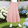 thumbnail image 2 of Edvintorg Clothes for Girls Fashion Plaid Elastic Waisted A-Line Maxi Skirt with Pockets Summer Casual Beach Skirts, 2 of 6