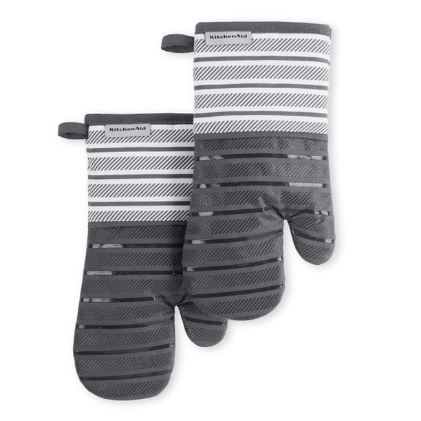Juego de 2 guantes de cocina KitchenAid Albany, gris antracita, 18 x 33 cm