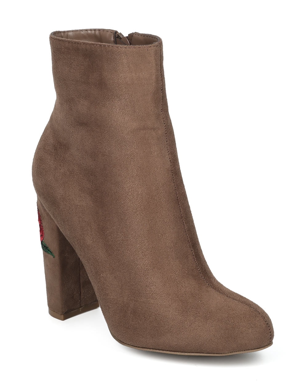 rose embroidered ankle boots