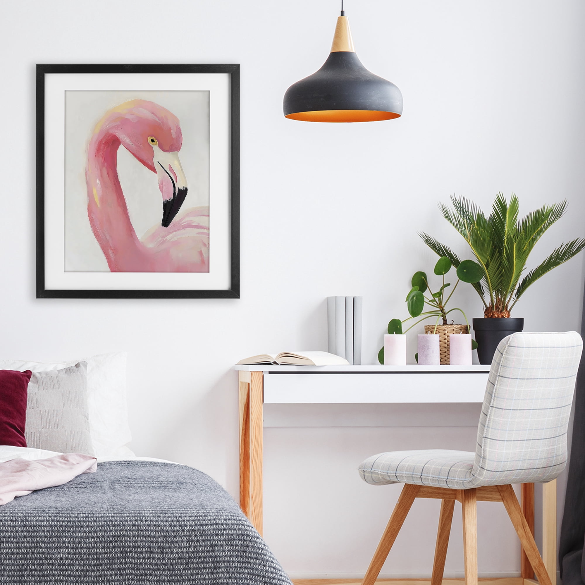 Stupell Industries Serene Pink Flamingo Portrait Black Framed Print Under Glass, design by The Prints Vibe