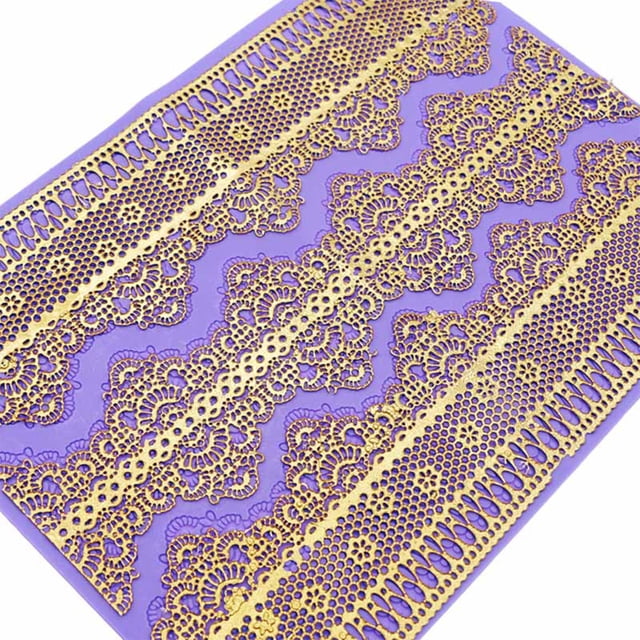 Silicone Cake Mold Rectangle Sugar Craft Lace Rectangle Shaped Bakeware DIY Fondant Mat Heat Resistant Kitchen DIY Baking Dessert Decorating Tool