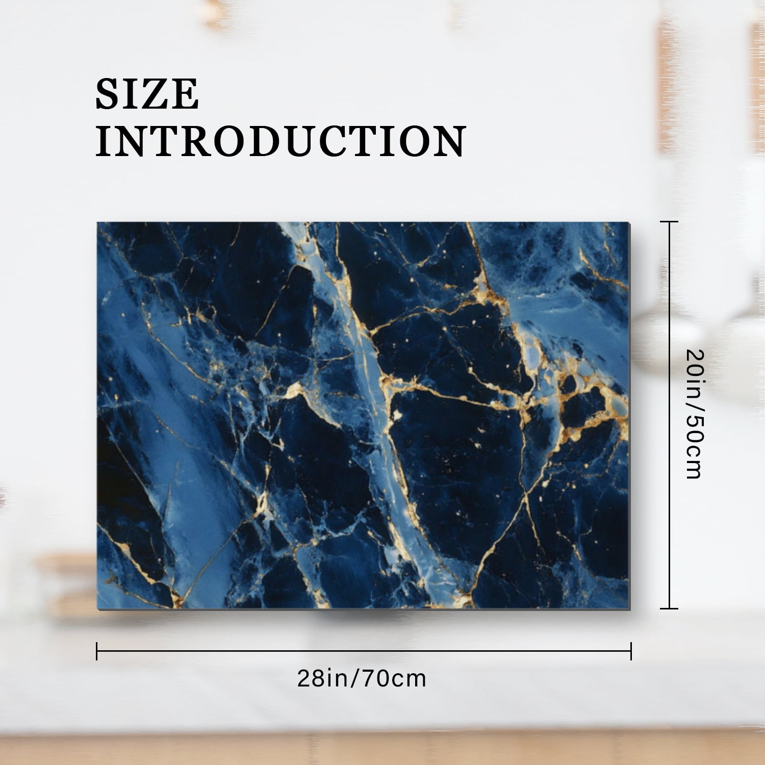 Square Stove Top Covers for Gas Burners, Blue Black Marble Print Glass Induction Cooktop Protector Mat, Foldable Range Cover for Kitchen RV (28×20 Inch)