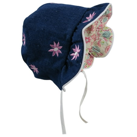 NICE CAPS Baby Girls Infants Solid to Print Reversible Summer Sun Bonnet Cap Hat