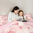 thumbnail image 4 of Manfei Cartoon Ribbon Child Bedding Comforter Set 7-Piece, Pink Cherry Blossoms King Bedding Sets, Kawaii Princess Bow Reversible Bed Sheets, Microfiber Bedroom Decor, 4 of 7