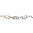 thumbnail image 2 of Gem Stone King 925 Silver and 10K Yellow Gold Peach Morganite Lab Grown Diamond Bracelet for Women Set with Moissanite (0.92 Cttw), 2 of 3