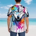 thumbnail image 5 of Haiem Cool Colorful Wolf Printed Hawaiian Shirt for Men - Men’s Casual Beach Summer Shirts - Stretch Fabric with Modern Fit-XX-Large, 5 of 7