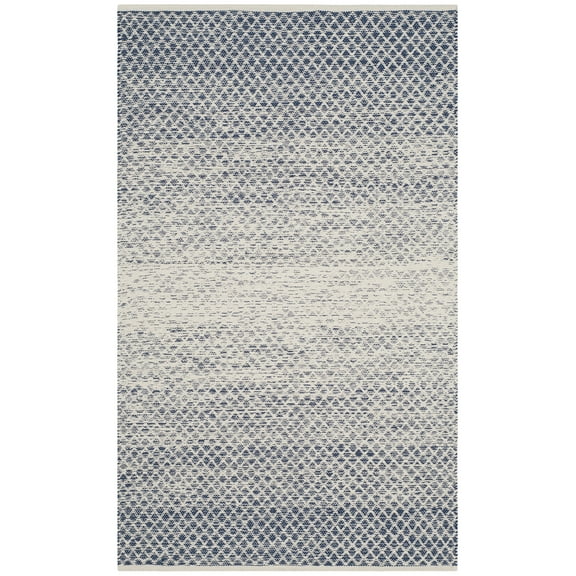 SAFAVIEH Montauk Vaughn Geometric Cotton Area Rug, Navy/Ivory, 2'3" x 4'
