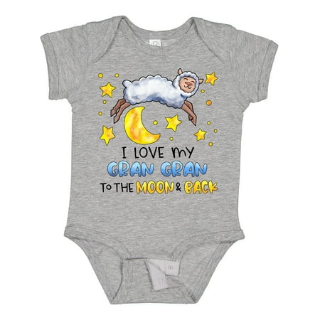 

Inktastic I Love My Gran Gran to the Moon and Back Cute Sheep Gift Baby Boy or Baby Girl Bodysuit