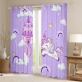 thumbnail image 2 of Homewish Cartoon Rainbow Black Out Curtains For Kids Boys Girls,Kawaii Animal Unicorn Curtains Pack of 2 (42x63 Each),Dreamy Princess Castle Bedroom Curtains,Microfiber Bedroom Decor, 2 of 6