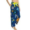 thumbnail image 2 of Fotbe Dinosaur In Space Women's Pajama Pants,Sleepwear Pants,Pj Bottoms Drawstring And Pockets-Large, 2 of 9