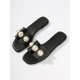 thumbnail image 3 of Fashion Brown Slide Sandals For Women, Faux Pearl Decor Cut Out Design Sandals, 3 of 4