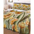thumbnail image 3 of Quilts Twin Size, Yellow Orange Spring Floral Soft Comforter Bedding Set for Bed, Summer Botanical Tulip Vintage Lightweight Quilted Bedspread with Pillow Cover(2 Pieces) for All Season, 68x86 Inch, 3 of 6