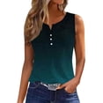 thumbnail image 5 of Summer Plus Size Tank Tops for Women2024 Gradient Button Round Neck Sports Tank Top For Outwear With Bottom Short Shirt/Tops Present for Women 50% off Clearance!, 5 of 7