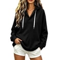 thumbnail image 3 of Aezemi V Neck Hoodie Sweatshirts Women Drawstring Pullover Fashion Workout Casual Winter Fall Outfits Womens Fashion Comfy Daily All Match Sweatshirts M, 3 of 7