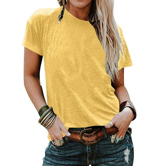 BLCHUNen Short Sleeve Tops for Women Casual Crew Neck Pullover Lightweight Stretch Comfy Summer Workout Tops