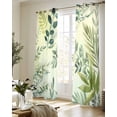 thumbnail image 5 of Green Blue Leaves Sheer Curtains 63 Inch Length 2 Panels Set for Living Room/Bedroom, Summer Botanical Farmhouse Watercolor Leaf Kitchen Curtains Grommet Curtains Window Treatments 42"x63"x2, 5 of 7