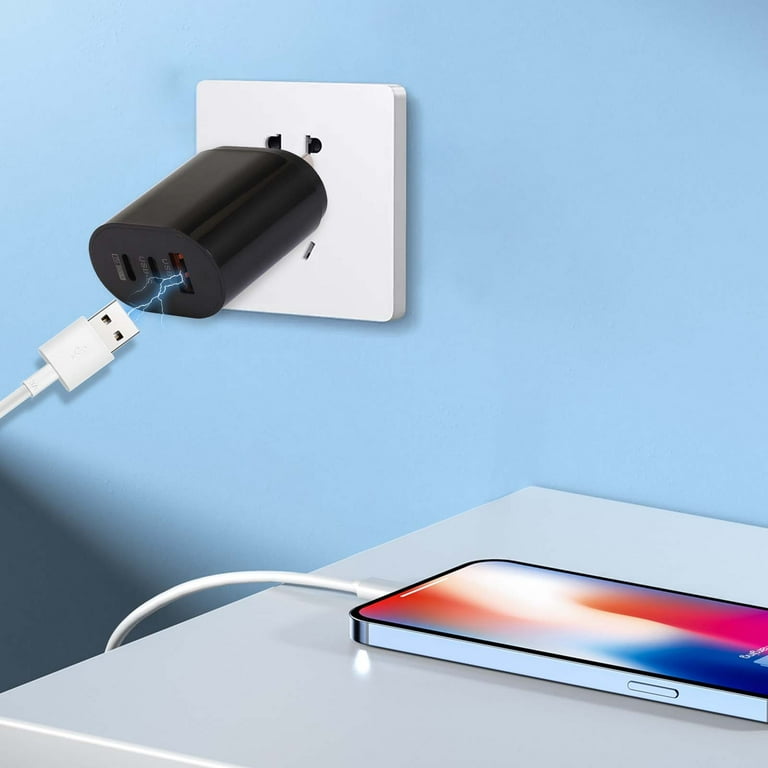 65W GaN USB-C Charger With 3 Ports - Foldable Wall Charger Block & 100W Cable, For IPhone, MacBook, Galaxy