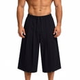thumbnail image 4 of Men's Wide Leg Casual Baggy Japanese Yoga Harem Pants Hip Hop Cropped Pants Loose Fit Size 3XL Black, 4 of 5