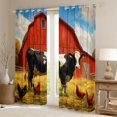thumbnail image 2 of Erosebridal Farmhouse Rooster Cow Black Out Curtains, Red Farmhouse Curtains Pack of 2 (42x63 Each), 2 of 6