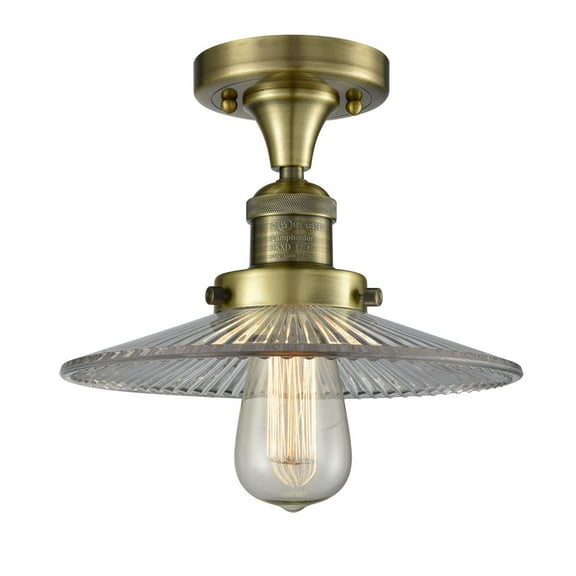 Innovations 1-LT Vintage LED Halophane 10" Flush Mount - Antique Brass - 517-1CH-AB-G2-LED