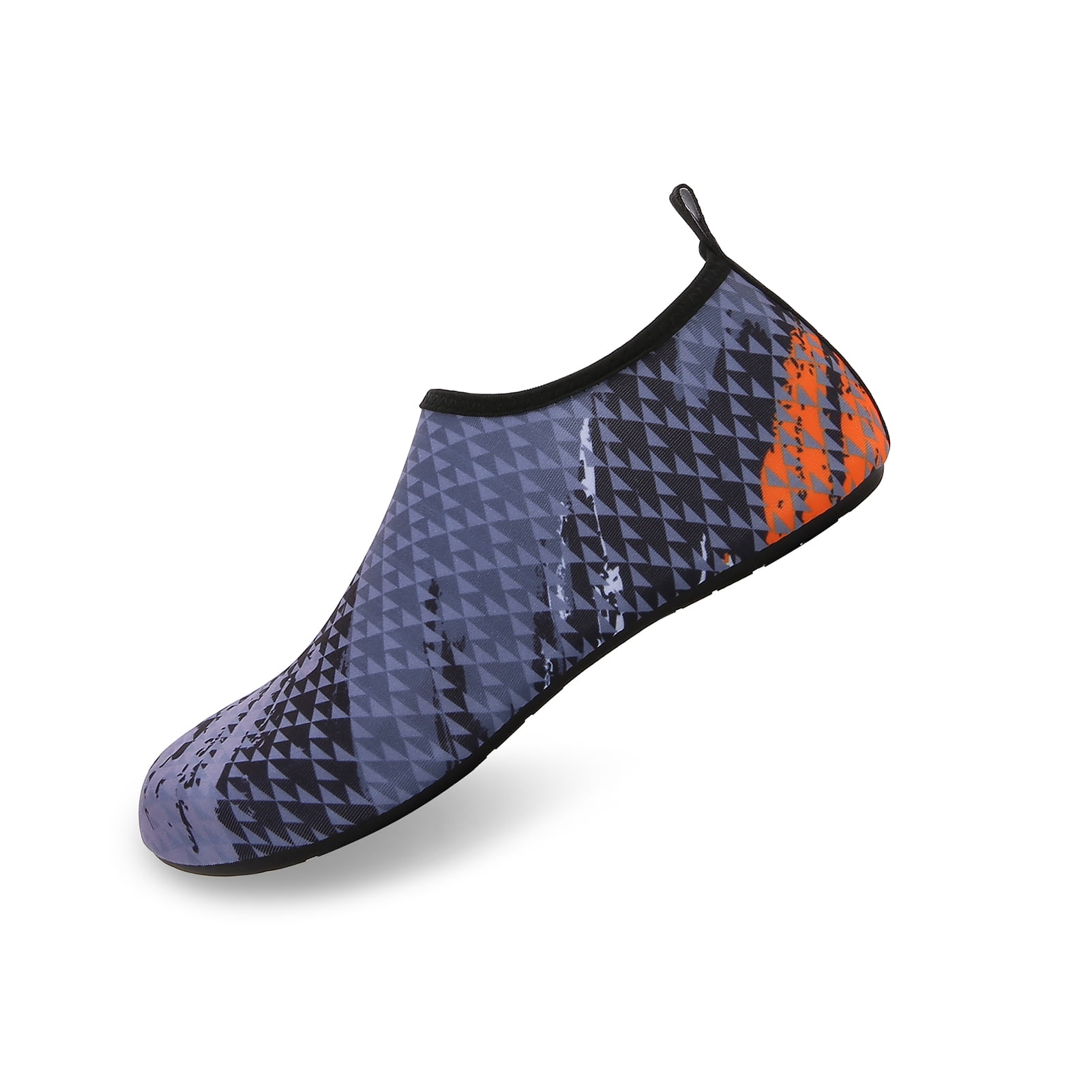Men and Women a Slip On Barefoot Quick-Dry Beach Aqua Yoga Water Shoes (Triangle/Grey, 4-5 Women)