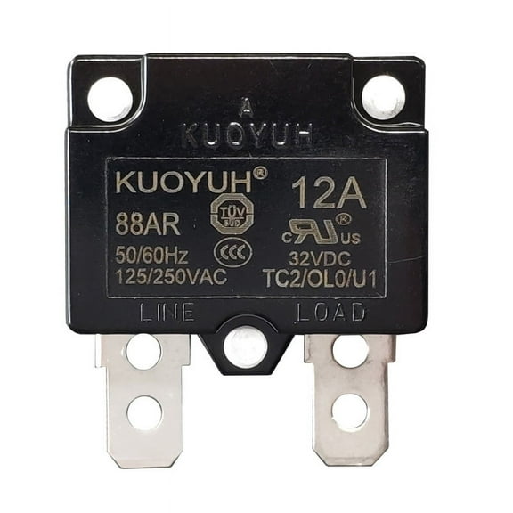 12A Circuit Breaker - KUOYUH 12 Amp 88AR Series Automatic-Reset Thermal Circuit Breaker