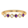 Amethyst and Diamond Stackable Ring, Prong Set Amethyst and Diamond Geometric Ring, Hexagon Shape Stackable Ring for Women, 14K Yellow Gold, US 9.50