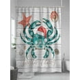 thumbnail image 5 of Crab Coastal Christmas Shower Curtain, Teal Green Red Starfish Bathroom Decor Curtains Set with Hooks, Waterproof Fabric Home Accessories， 72 X 78 Inch Long, 5 of 6