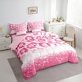 thumbnail image 3 of jejeloiu Leopard Print 7-Piece Bedding Comforter Set,Modern Splashing Ink King Bedding Sets,Pink White Bed Sheets For Girls Kids,Ultra Soft Home Decor Reversible, 3 of 8