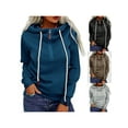thumbnail image 4 of Yuemengxuan Female Comfortable Solid Color Long Sleeve Hooded Pullover Blouse with Zipper, 4 of 5