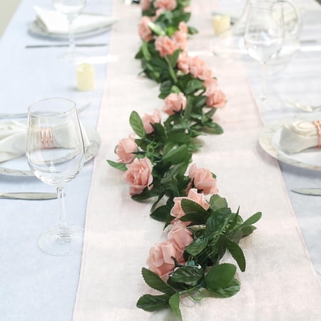 Efavormart 6 FT Long 3D Rose Chain Garland for Wedding Arrangements Party Baby Shower Decorations Supply -Dusty Rose