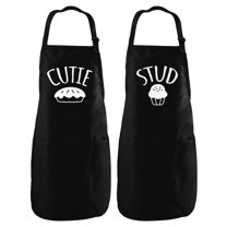 Tstars Stud Muffin & Cutie Pie His & Hers / Husband & Wife Chef Aprons Set For Couples Cutie Black OS / Stud Black OS