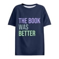 thumbnail image 4 of Delayuji Women's Read Print Loose Casual Long Sleeved T Shirt Blue L Polyester,Spandex Short Sleeve Shirts for Women, 4 of 5