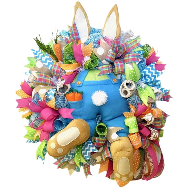 Yuarrent Adorno de conejito de Pascua Puerta de pared de Pascua Guirnalda colgante Decoración de flores de Pascua para el Festival de primavera Kits de decoración para fiestas Numero 3 Yuarrent HA045242-03