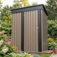 thumbnail image 2 of Homall 5 x 3 ft Outdoor Storage Shed, Metal Garden Tool Shed with Floor Frame & Lockable Doors for Patio Backyard Lawn, Brown, 2 of 7
