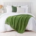 thumbnail image 3 of Battilo Green Throw Blanket Textured Soft Lightweight Sofa Couch Throws Decorative Knitted Blanket, 50"x60", 3 of 7