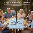 thumbnail image 3 of Round Outdoor Tablecloth with Umbrella Hole and Zipper, Navy Blue Starfish Tablecloth with Elastic Waterproof, Coastal Summer Beach Vintage Patio Table Covers for 55" - 60" Picnic Pool Tables, 3 of 9