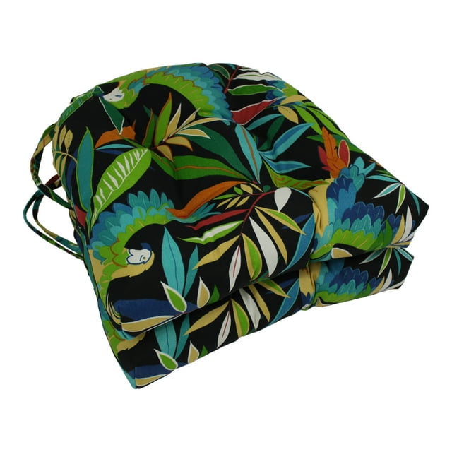 Coussins de Chaise Tuftés en Forme de U pour l'Extérieur en Polyester Filé de 16 Pouces (Ensemble de 2) - Tucuman Ebony